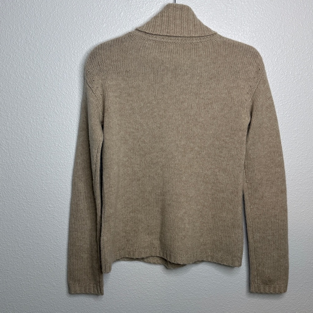 Garnet Hill 100% Cashmere Cable Knit Turtleneck Sweater Tan XS - Picture 6 of 6